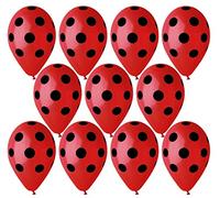 Toyland® Pack de 25 globos de látex rojos de 13 pulgadas con lunares negros - decoraciones de fiesta