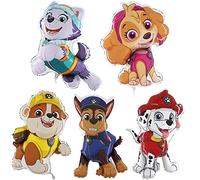 Toyland® Pack de 5 globos de papel de aluminio de la Patrulla Canina - Globos de papel de aluminio con personajes de Chase, Everest, Marshall, Rubble y Skye - Globos de fiesta para niños
