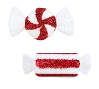 Toyland® Paquete de 2 - Decoraciones Colgantes para árboles de Navidad de Dulces Brillantes Gigantes Rojos y Blancos de 28 cm