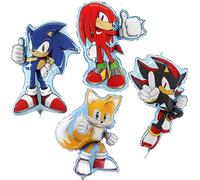 Toyland® Paquete de 4 globos de aluminio de 81 cm (32") con forma de Sonic: Sonic, Tails, Knuckles, Shadow - Decoración para fiestas infantiles