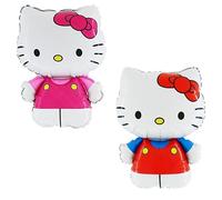 Toyland® Paquete de Globos de Aluminio Hello Kitty - 1 Personaje de 75 cm (30") en Rosa y 1 x Personaje de 75 cm (30") en Rojo y Azul - Decoraciones para Fiestas Infantiles
