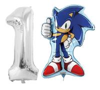 Toyland Paquete de globos de aluminio Sonic The Hedgehog 1 globo con forma de personaje de 29 pulgadas y 1 globo numιrico de 40 pulgadas Deco