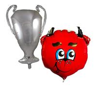 Toyland® Paquete de globos del Manchester United: 1 globo Fred The Red de 20" y 1 globo trofeo plateado de 28" - Decoraciones para fiestas de fútbol