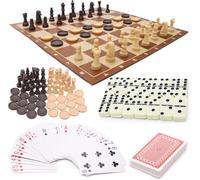 Toyland® Paquete de Juegos de Mesa Ultimate Family Favourites: dominó, Cartas, ajedrez, Damas y Tres en Raya y Cruces - Apto para Mayores de 3 años