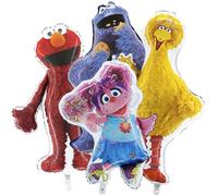 Toyland® Sesame Street Pack de 4 Globos Metalizados Jumbo - Abby Cadabby, Big Bird, Cookie Monster y Elmo - Decoraciones para Fiestas Infantiles