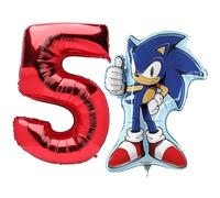 Toyland® Sonic The Hedgehog Paquete de globos de aluminio - 1 globo con forma de personaje de 29" y 1 globo con números de 40" - Decoraciones para fiestas infantiles
