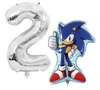 Toyland® Sonic The Hedgehog Paquete de globos de aluminio - 1 globo con forma de personaje de 29" y 1 globo con números de 40" - Decoraciones para fiestas infantiles