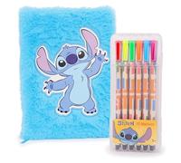 Toyland® Stitch Cuaderno de peluche A5 de con 12 marcadores - Cuaderno creativo suave y blandito para niños con 80 páginas, Set de papelería para dibujar, colorear, tomar notas y escribir en un diario