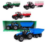Toyland® Tractor agrícola con fricción Azul con Remolque - Boys Farm Toys