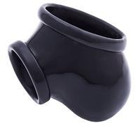 TOYLIE Funda para el pene de látex Ben negro - Sleeve con anillo de pene de 3,5 cm (flexible) en el tronco y saco escrotal
