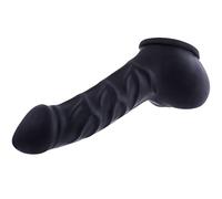 TOYLIE Funda para el pene de látex Franz Negro longitud del eje 14 cm - Sleeve venosa con saco escrotal y glande perfilado