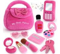 Toylink Bolso para Niñas con Accesorios Mi Primer Bolso con Maquillaje de Simulación Teléfono de Juguete Tarjetas de Crédito Llaves Juguetes Regalo de Cumpleaños para Niña 2 3 4 5 Años