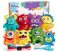 Toylink Kit de Costura para Niños, Kit Manualidades Niños con 12 Fieltro Para Juegos de Manualidades & Hilo Bordar & Agujas Coser, DIY Costura Regalo Niñas 6 7 8 9 10 Años (Monstruos)