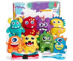 Toylink Kit de Costura para Niños, Kit Manualidades Niños con 12 Fieltro Para Juegos de Manualidades & Hilo Bordar & Agujas Coser, DIY Costura Regalo Niñas 6 7 8 9 10 Años (Monstruos)