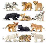 TOYMANY 12 figuras de animales de bosque, juego de león, tigre, leopardo, figuras de juguete, pequeñas selvas, minianimales zoológicos, huevos de Pascua, decoración para tartas, decoración de Navidad,