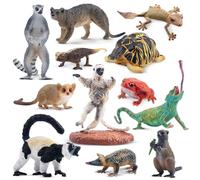 TOYMANY 12 figuras de animales de Madagascar, animales de bosque realistas, figuras de animales de la selva, juego de figuras de animales salvajes, juguetes de zoológico salvaje, regalo de Navidad