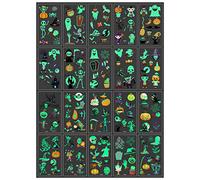 TOYMIS 200 Piezas Tatuajes Temporales Niños Halloween, Tatuajes Temporales Brillantes para Niños Impermeables Tatuajes Luminosos Calabaza Esqueleto Bruja Calavera Patrones para Niños Niñas