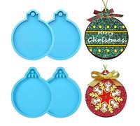 TOYMIS 4uds Moldes Navidad Silicona Resina, 2 Estilos Molde Colgante de Navidad con Orificio para Colgar Redondo Moldes de Adorno de Navidad para Manualidades Decoración del Hogar