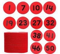 TOYMIS 50 Marcadores Circulares para Sentarse en el Piso de la Alfombra, Marcador de Circulos con Números de 1 a 50 de Diámetro, 10cm Marcadores de Números para Maestros y Estudiantes (Rojo)