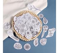 TOYMIS 79 Piezas de Estabilizador Soluble en Agua Bordado, con Estabilizador Soluble en Agua Gráfico de Hojas de Pájaro de Arco Iris de Mariposa de Hierba Preimpresa para Bordado Coser a Mano