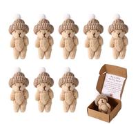 TOYMIS 8 Juegos Mini Oso de Peluche en Caja, Hechos a Mano Oso Preocupado Muñecos Positiva con Tarjetas Inspiradoras para Familiares Amigos y Compañeros de Trabajo como Regalo Ánimo