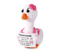 TOYMIS Ganso de Crochet Positivo, Muñeco de Ganso Inspirador Hecho a Mano con Tarjeta Animales Que Animan Las Emociones para Escritorio Oficina y Decoración del Hogar