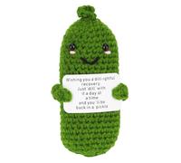 TOYMIS Get Well Soon Pepino, Pepino Verde Divertido Positivo con Tarjeta de Lana de Hilo de Lana para recuperarse Regalos para Familiares y Amigos después de la cirugía, muñeca de Ganchillo de Punto