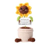 TOYMIS Girasol Positivo de Ganchillo, Lindo Girasol de Ganchillo Hecho a Mano con Mensaje Positivo Divertido Regalo Apoyo Emocional para Familiares Amigos y Compañeros Trabajo