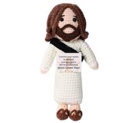 TOYMIS Jesús Positivo, 17 x 6 cm Juguete Jesús Ganchillo con Tarjeta Motivacional Muñeco de Emociones Positivas Regalo Religioso de Ganchillo para Cumpleaños Decoración del Hogar Oficina