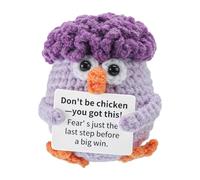 TOYMIS Mini Pollito Positivo, Hecho a Mano Pollitos de Crochet Divertidos con Tarjeta Motivacional Apoyo Emocional Lana Muñeco de Pollo de Punto Lindo Regalo de Ánimo para Amigos Cumpleaños (Morado)