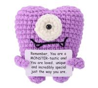 TOYMIS Monstruo Positivo, Juguete de Punto Hecho a Mano Lindo Divertido Emocional Positivo Muñeco Vida Adornos Regalos con Tarjeta de Aliento para Adultos y Niños