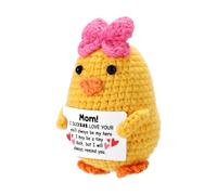 TOYMIS Pato Ganchillo, Pato Ganchillo con Tarjeta de Felicitación para Animar Las Emociones Animal de Punto Que Brinda Apoyo Positivo Adorable Muñeco Punto para Amigos y Oficina
