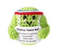 TOYMIS Pelota de Tenis Positiva, Pelota de Tenis de Apoyo Emocional con Tarjeta Positiva Linda Muñeca de Punto Positiva Juguete de Crochet Divertido e Inspirador para Amantes de los Deportes Regalos