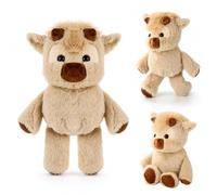 TOYMIS Peluche Corriendo Vaca Highland, 45x35cm Suave Algodón PP Lindo Vaca Highland Animal Peluche Juguete para Adultos Cumpleaños Navidad Vacaciones Fiesta Regalos (Caqui)