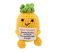TOYMIS Piña de ganchillo para profesor, divertida muñeca de piña tejida a mano con tarjeta, adorable muñeca de gratitud emocional, adecuada para Acción de Gracias, jubilación, cumpleaños