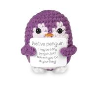 TOYMIS Pingüino Positivo, Mini Divertido Juguete de Pingüino de Punto Lindo Muñeco de Patata con Tarjeta de Aliento Regalo para Niños Niñas Mujeres Amigos Fiesta de Cumpleaños Decoración
