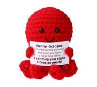 TOYMIS Pulpo Positivo, Positiva Patata Divertido Animal Ganchillo Peluche Emocional Muñeco Punto con Apoyo Positivo Pulpo Alegrar Mente y Decorar Recuerdos Fiesta Casa Oficina(Rojo)