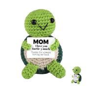 TOYMIS Tortuga de Crochet Positiva, I Love MOM Turtle-y Much Muñeca Apoyo Emocional Animalitos Crochet con Gancho para Llavero para Regalo Inspirador Hogar Oficina Decoración Regalo Festivo Mamá