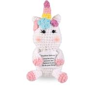 TOYMIS Unicornio Positivo, Unicornio Crochet Muñeca Tejida Regalo Apoyo Emocional Animalitos Crochet para Regalo Motivacional Decoración de Fiesta