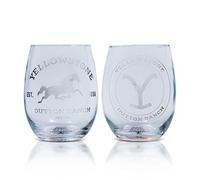 Toynk Yellowstone Dutton Ranch - Copas de vino sin tallo de 20 onzas, juego de 2