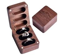 toyofmine Caja de anillos de madera personalizada, Caja de Regalo de Joyería,puede poner 3 anillos,6×5×3.5CM Boîte de présentation de bague avec Velours Intérieur pour Proposition Fiançailles Mariage