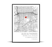 toyofmine Donde Todo Comenzó Impresión personalizada, póster de papel mapa personalizado impreso, con o sin marco, regalo de bodas para parejas, aniversario, comprometieron o se casaron.