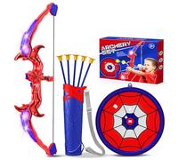 Toyokid Spider Juguetes Niños 3 4 5 6 7 8 9 10 11 12 Años, Arco y Flechas para Niños con Luces LED, Carcaj, Diana Telaraña, Juegos Exterior Niños 3-12 Anni, Regalo Cumpleaños Navidad para Niños