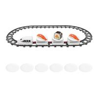 Toyos de tren de sushi, tren giratorio Rotario Rotary Máquina de sushi Juego, 22 piezas ida alrededor de la bandeja de sushi giratoria con 1 cabezal de tren, 3 carruajes y más para mesa de comedor o