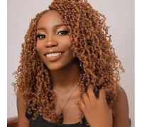 Toyotress Yanky Twist - Pelo de ganchillo de 12 pulgadas, 8 paquetes (30 mechones por pieza), esponjoso, mini giro de pasión, trenzas de ganchillo preenlazadas de color marrón (12 pulgadas, 30#-8P)