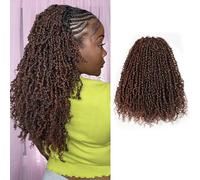 ToyoTress Yanky Twist - Pelo de ganchillo de 16 pulgadas, 8 paquetes (30 mechones por pieza), mini Twist de primavera esponjoso, trenzas de ganchillo preenlazadas de cobre negro (16 pulgadas, F1B/350