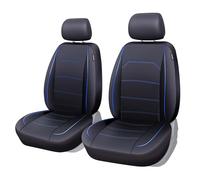 TOYOUN Fundas Asientos Coche Universal Delantero Funda de Asiento para Coche Juego de Protector Asiento Coche Poli-Piel Impermeables de 2 plazas Fundas para Asiento Accesorios Automóvil,Azul y Negro
