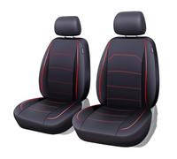 TOYOUN Fundas Asientos Coche Universal Delantero Funda de Asiento para Coche Juego de Protector Asiento Coche Poli-Piel Impermeables de 2 plazas Fundas para Asiento Accesorios Automóvil,Rojo y Negro