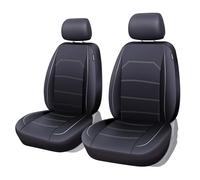 TOYOUN Fundas Asientos Coche Universal Delantero Funda de Asiento para Coche Juego de Protector Asiento Coche Poli-Piel Impermeables de 2 plazas Fundas para Asiento Accesorios Automóvil,Gris y Negro