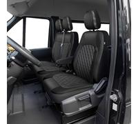 TOYOUN Fundas de Asiento Van Ajuste Universal para la Mayoría de Camiones y Furgonetas, Cuero PU, Funda de Asiento, Protector de Asiento 2 en 1, Negro